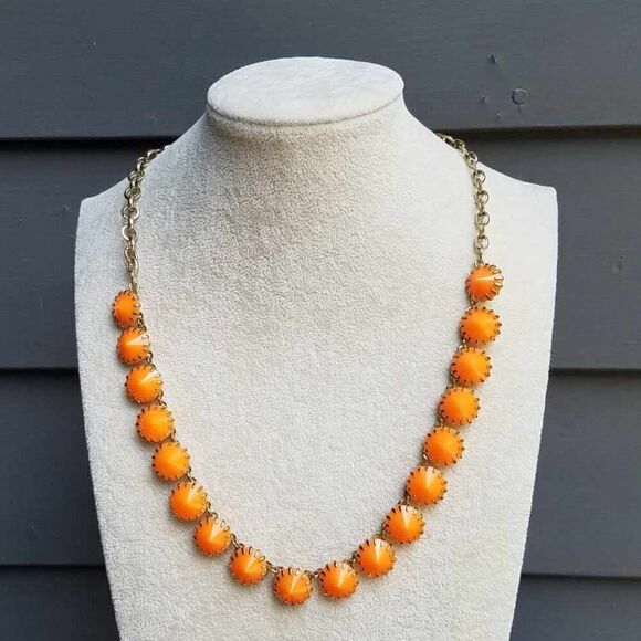 NWOT J Crew Orange Venus Flytrap Faceted Necklace - Picture 1 of 7